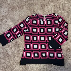 Banana Republic Pink and Black Geometric Sweater